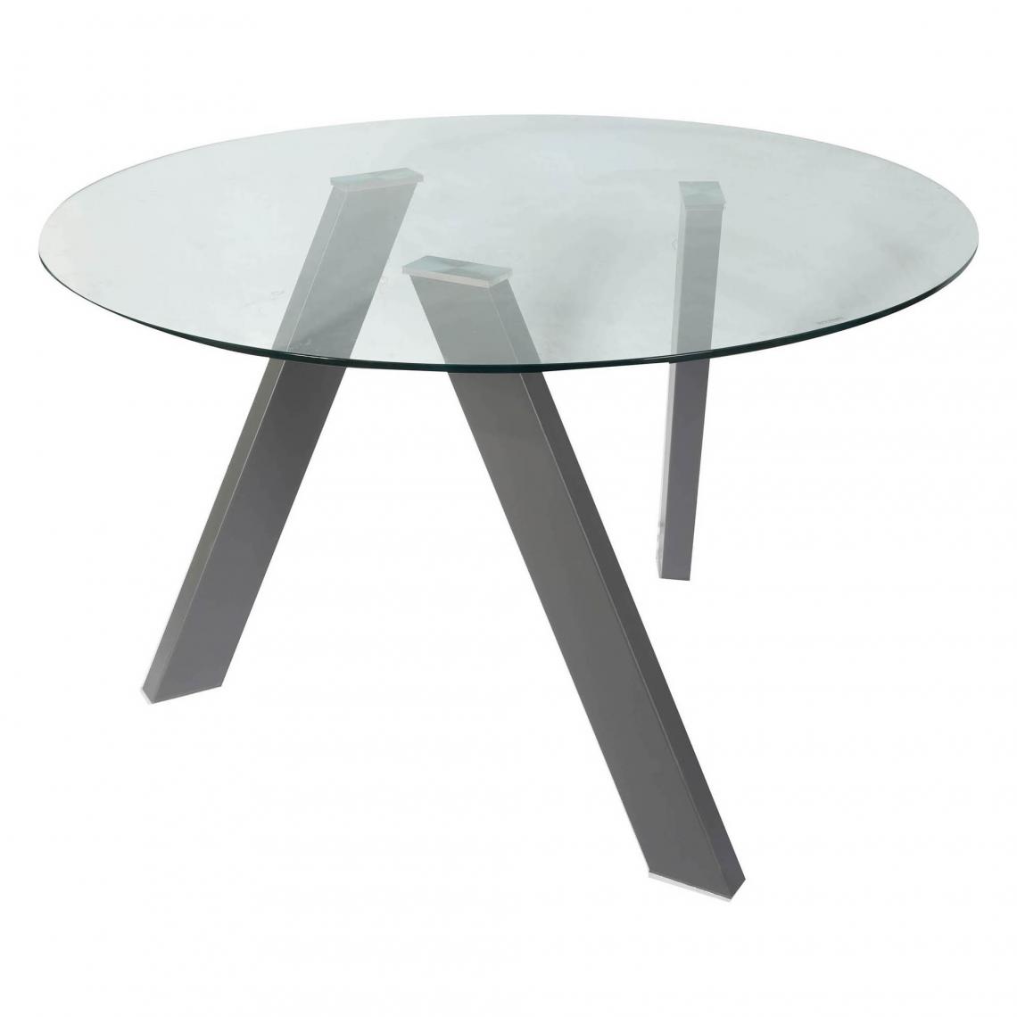 Alter - Table basse avec plateau rond, Table de salon, Table basse design avec plateau en verre trempé, 120x120h75 cm, Couleur transparente - Tables à manger