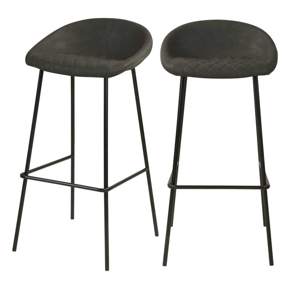 Rendez Vous Deco - Chaise de bar Camini gris foncé 75 cm (lot de 2) - Tabourets