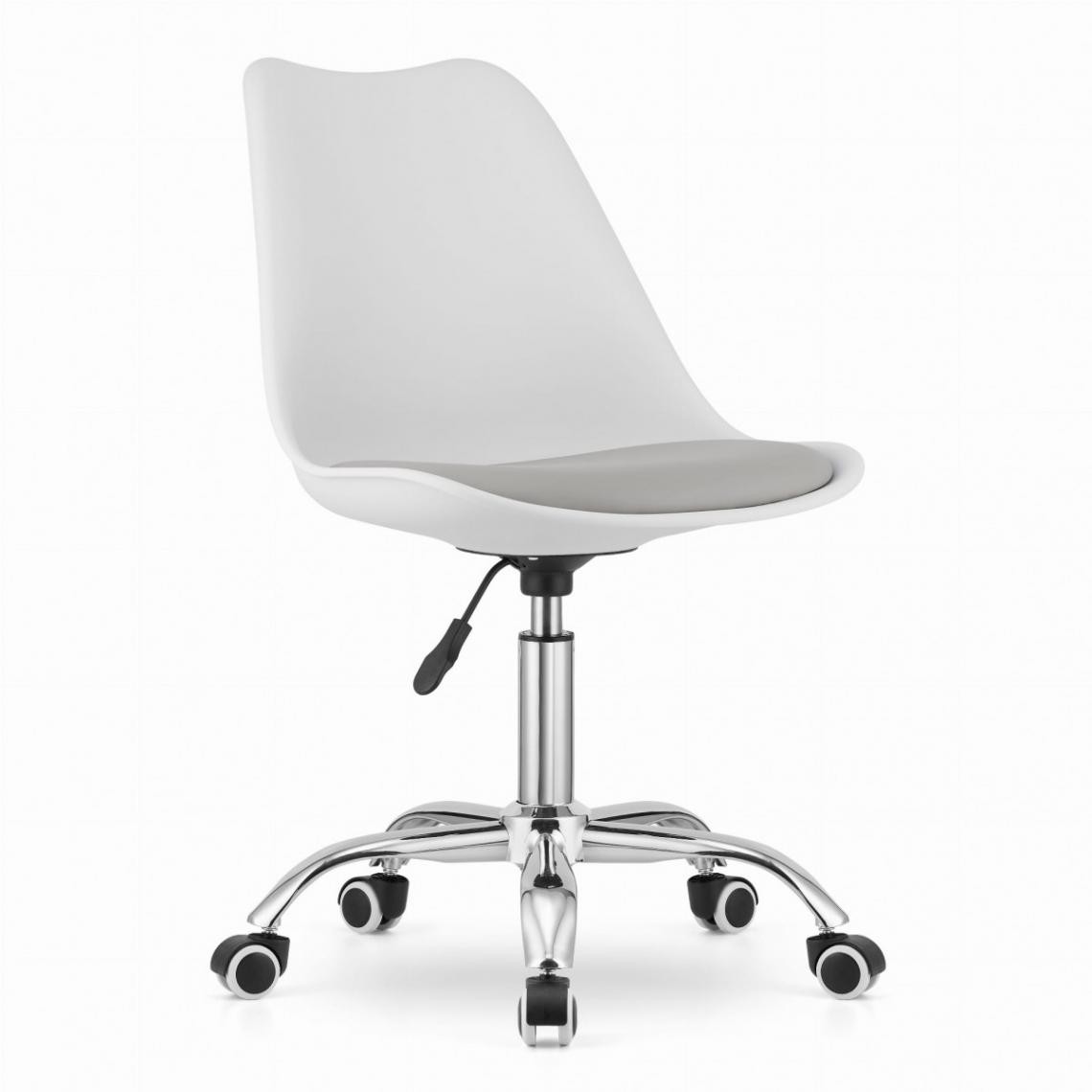 Hucoco - ALBAD - Fauteuil pivotant style moderne bureau/chambre d'ado - 91.5x48x43 cm - Chaise de bureau - Blanc - Chaises