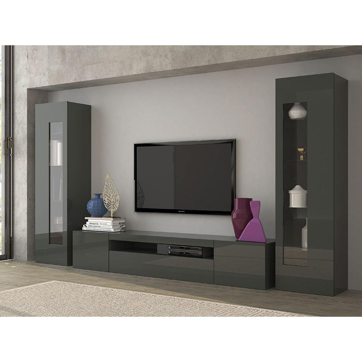 Kasalinea - Ensemble meuble TV blanc ou gris design MARION - Meubles TV, Hi-Fi