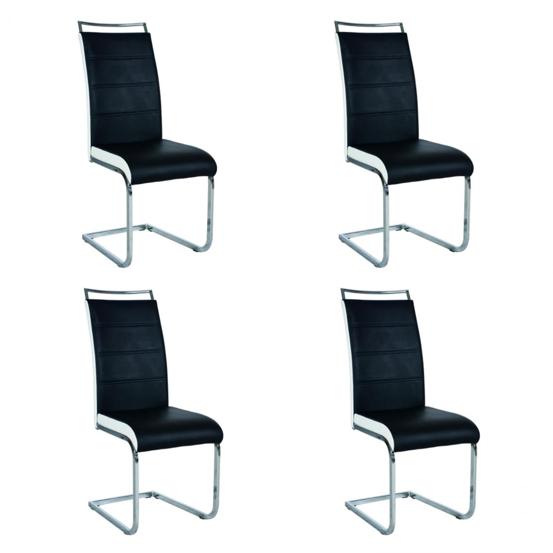 Hucoco - SHYRA - Lot de 4 chaises style moderne - 102x41x42 cm - Similicuir - Chaise salle à manger - Noir - Chaises