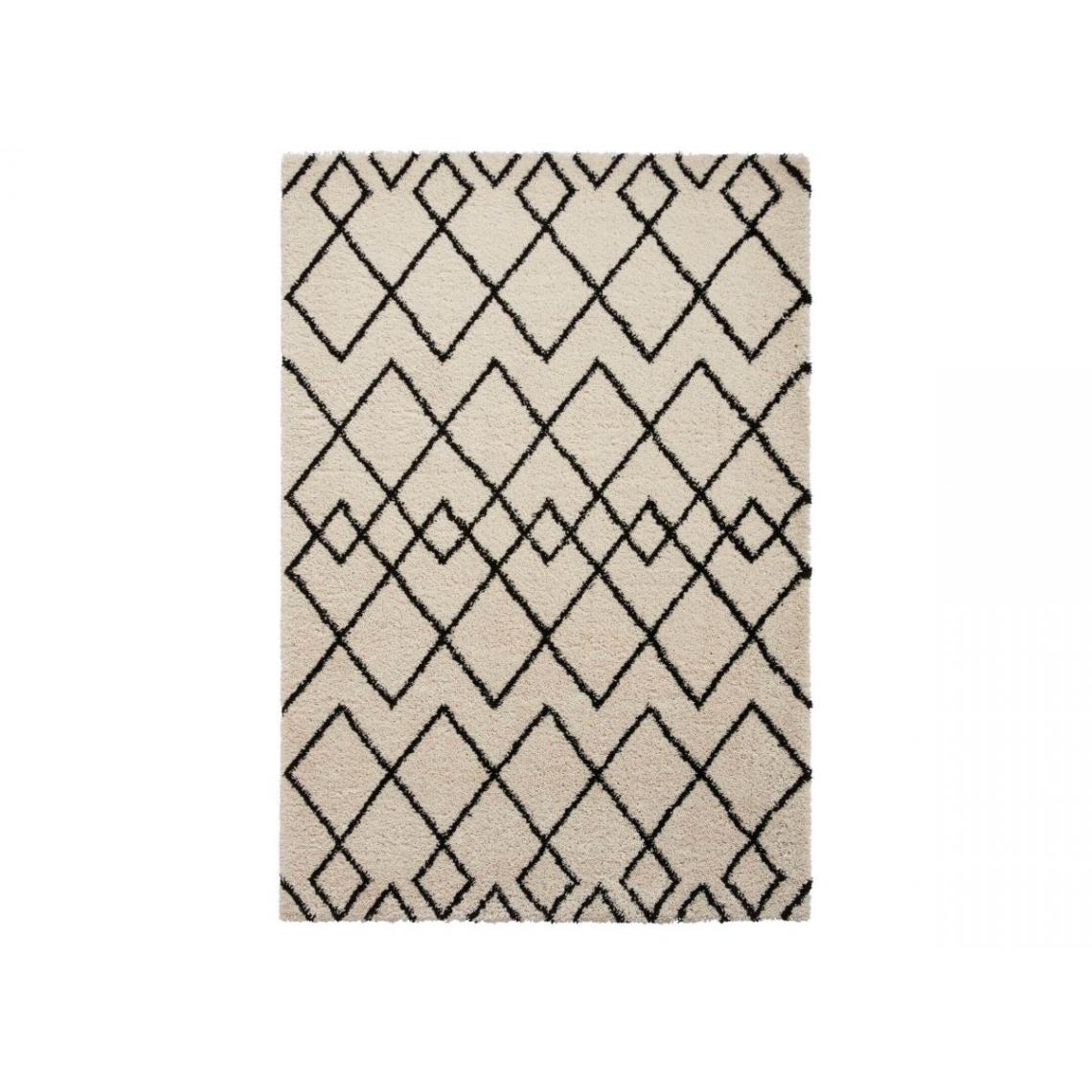 Bobochic - BOBOCHIC Tapis poil mi-long rectangulaire AMELIA motif graphique Noir + Blanc 120x170 - Tapis