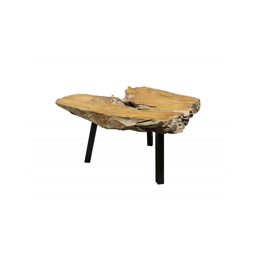 Meubletmoi - Table Basse Racine de Teck et Pieds métal Noir - PADANG - Tables basses