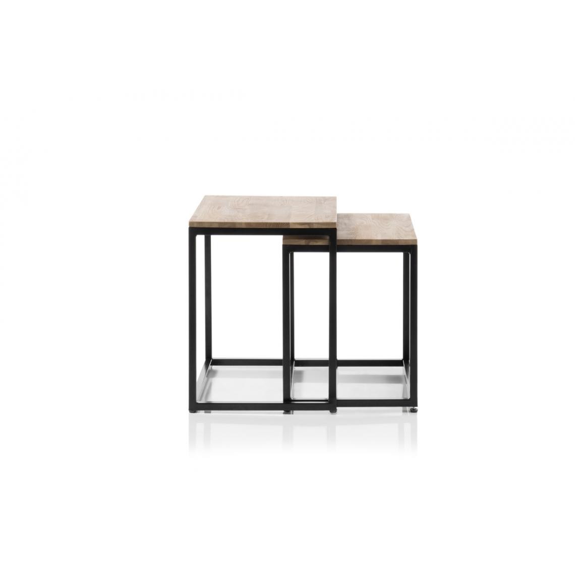 Pegane - Set de 2 tables basses en chêne massif huilé - L50 x H50 x P40 cm - Tables basses