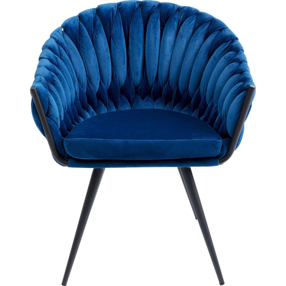 Karedesign - Chaise avec accoudoirs Knot velours bleu Kare Design - Chaises