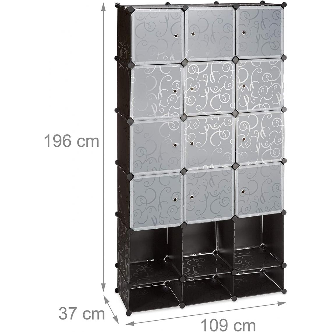 Helloshop26 - Étagère cubes rangement penderie armoire compartiments plastique chaussures modulable noir 13_0000274_3 - Etagères