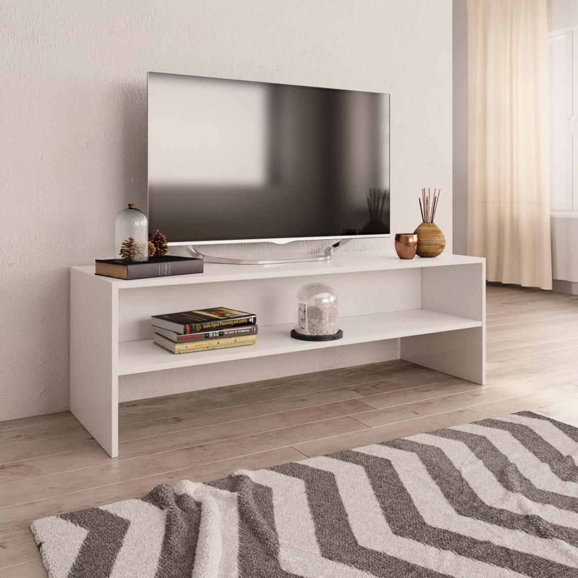 Chunhelife - Meuble TV Blanc 120 x 40 x 40 cm Aggloméré - Meubles TV, Hi-Fi