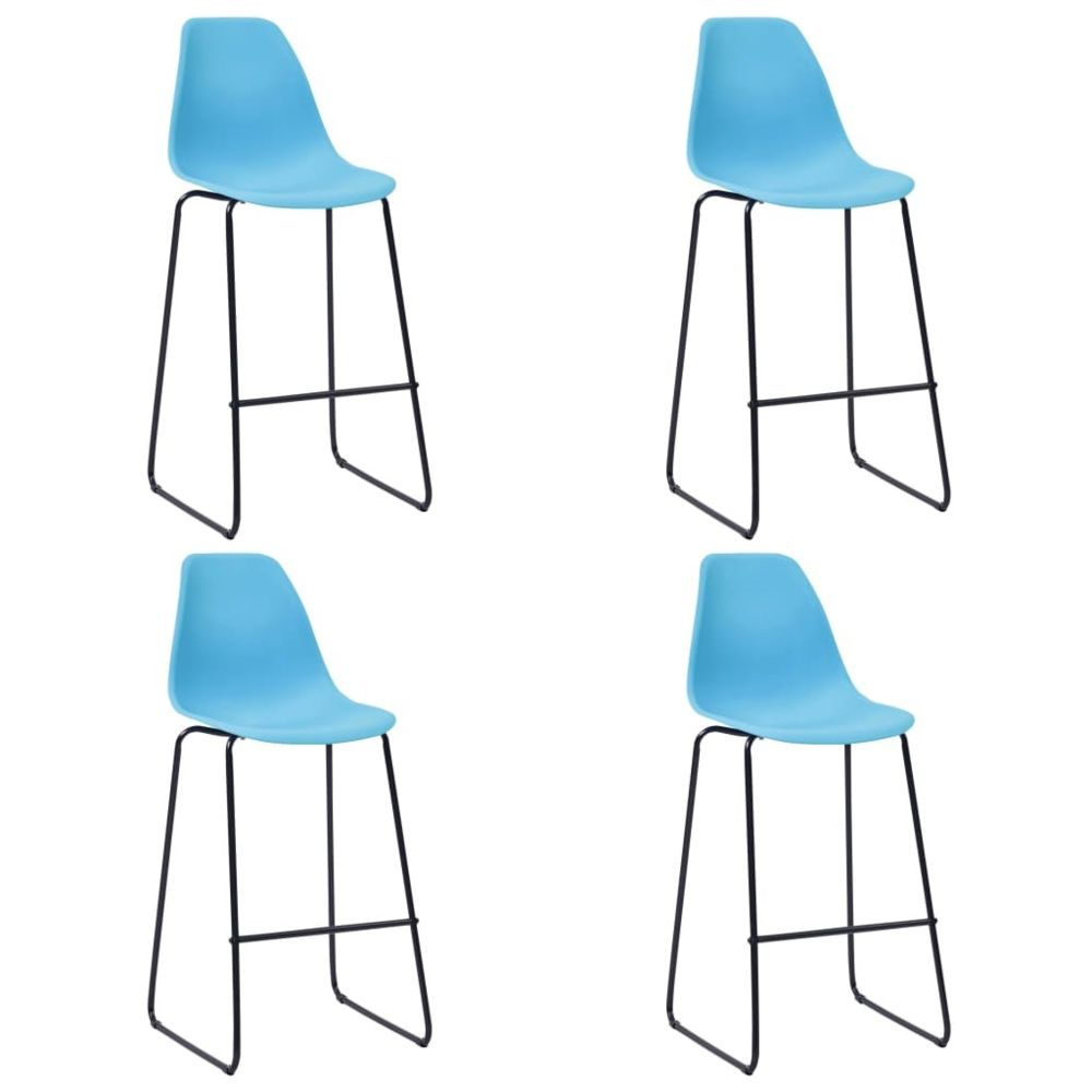 Vidaxl - vidaXL Chaises de bar 4 pcs Bleu Plastique - Tabourets