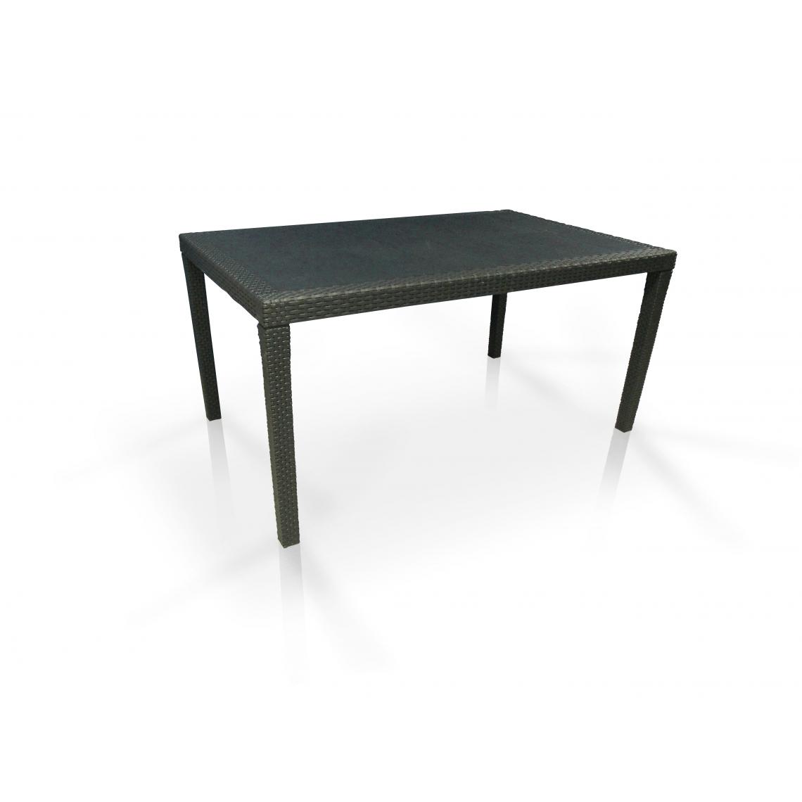 Alter - Table extensible en résine tressée effet rotin, coloris anthracite, fermée : cm150 (extensible jusqu'à 220) x 90 x h72 - Tables à manger