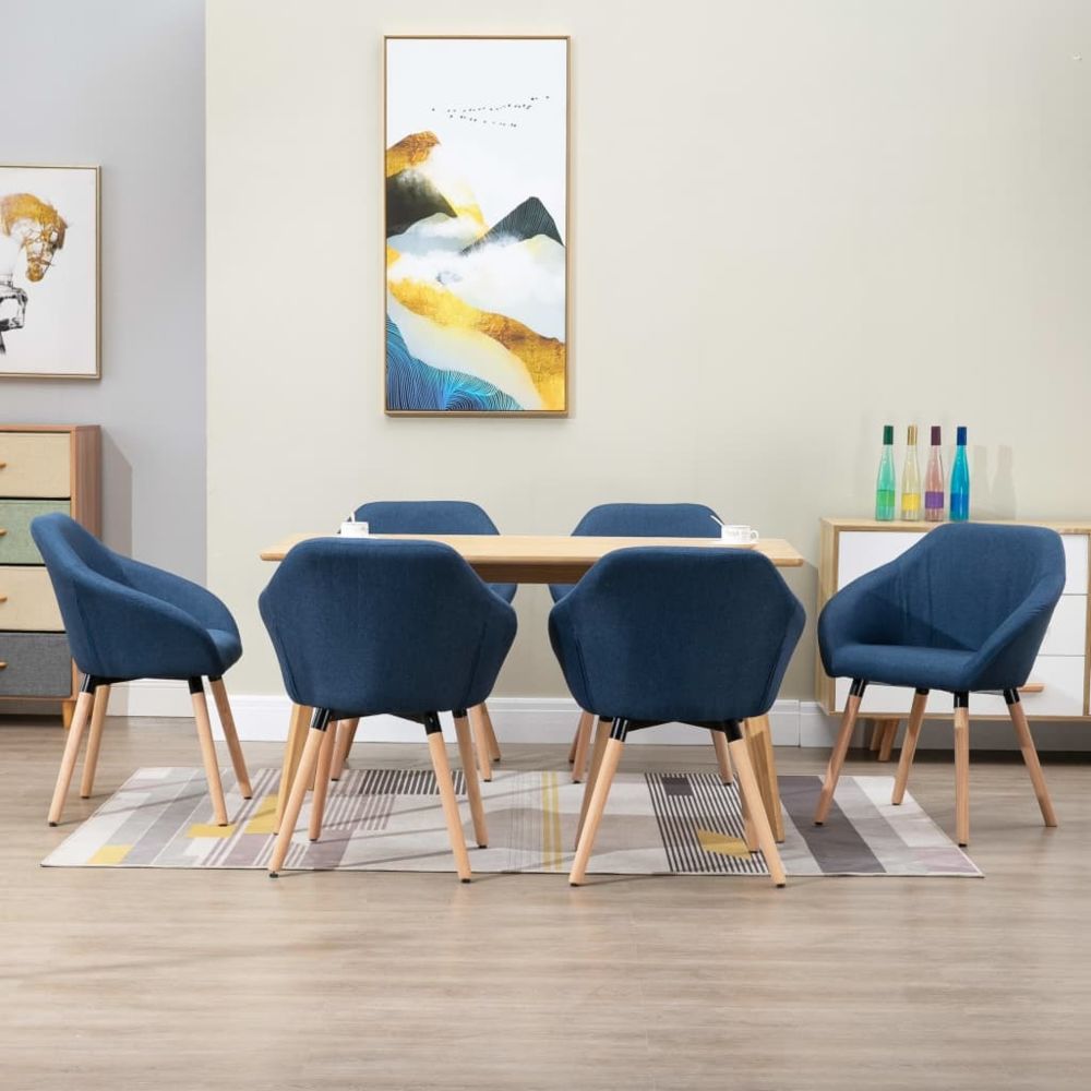Uco - UCO Chaises de salle à manger 6 pcs Bleu Tissu - Chaises