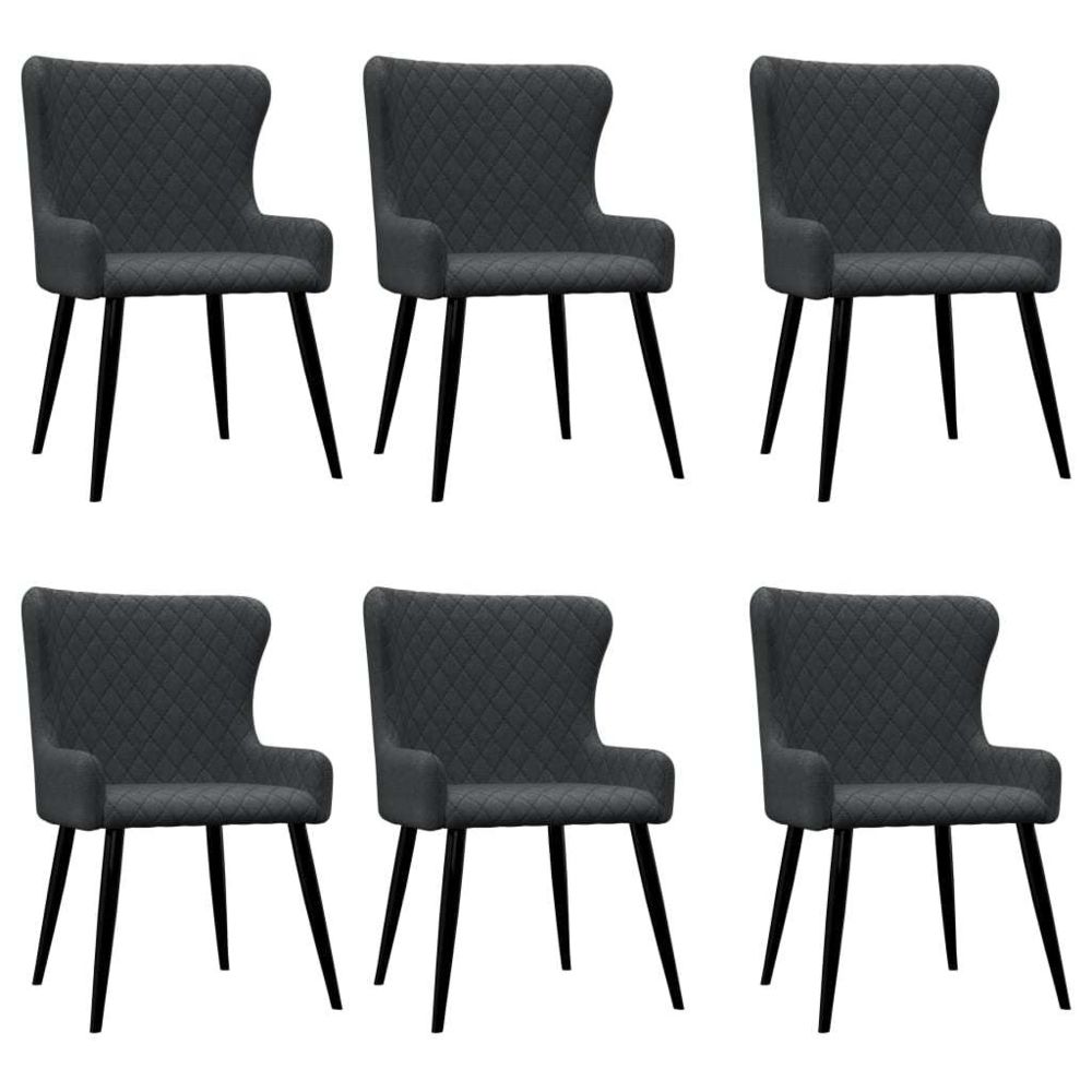 marque generique - Moderne Fauteuils et chaises edition Paramaribo Chaises de salle à manger 6 pcs Gris foncé Tissu - Chaises