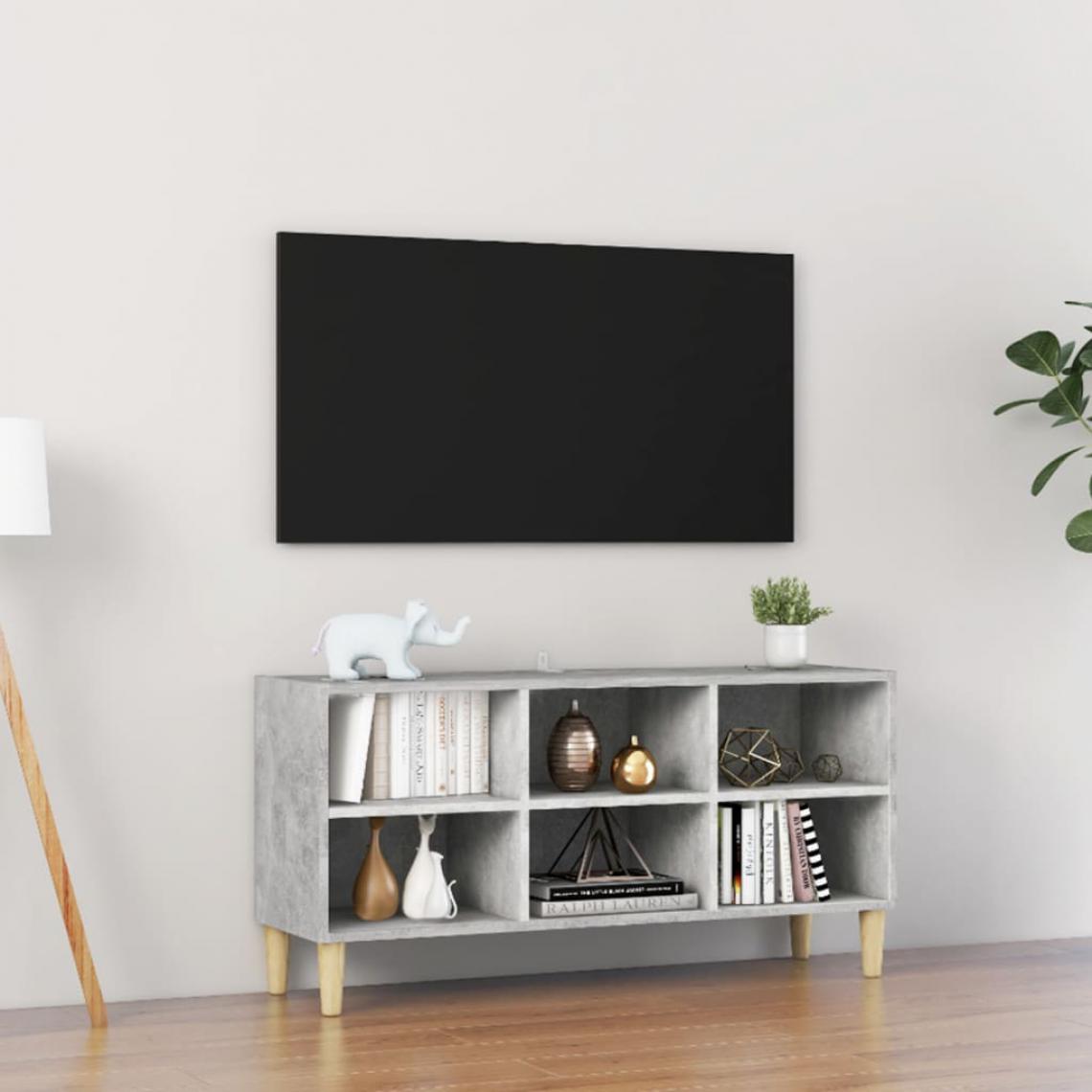 Vidaxl - vidaXL Meuble TV avec pieds en bois Gris béton 103,5x30x50 cm - Meubles TV, Hi-Fi