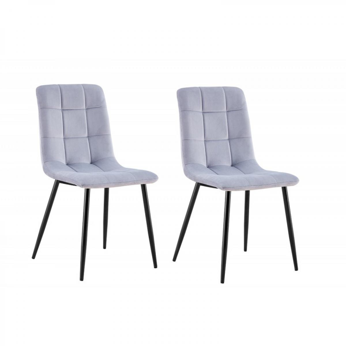 Meubletmoi - 2 chaises tissu velours gris - Louise - Chaises