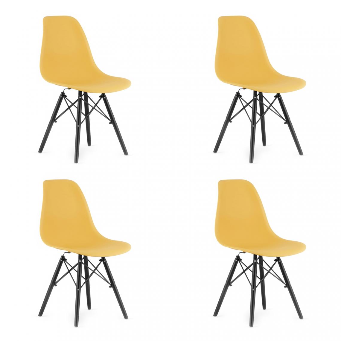 Hucoco - OSATA - Lot de 4 chaises en PP style moderne salon/cuisine - 81x54x46cm - Chaise de salle à manger - Jaune - Chaises