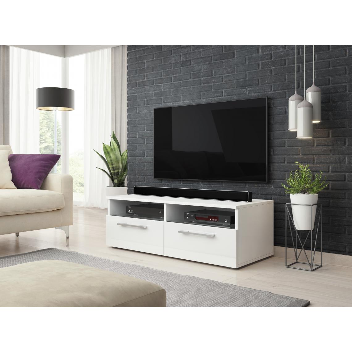 3xeliving - Classic Zumbi meuble TV blanc / blanc brillant 100cm - Meubles TV, Hi-Fi