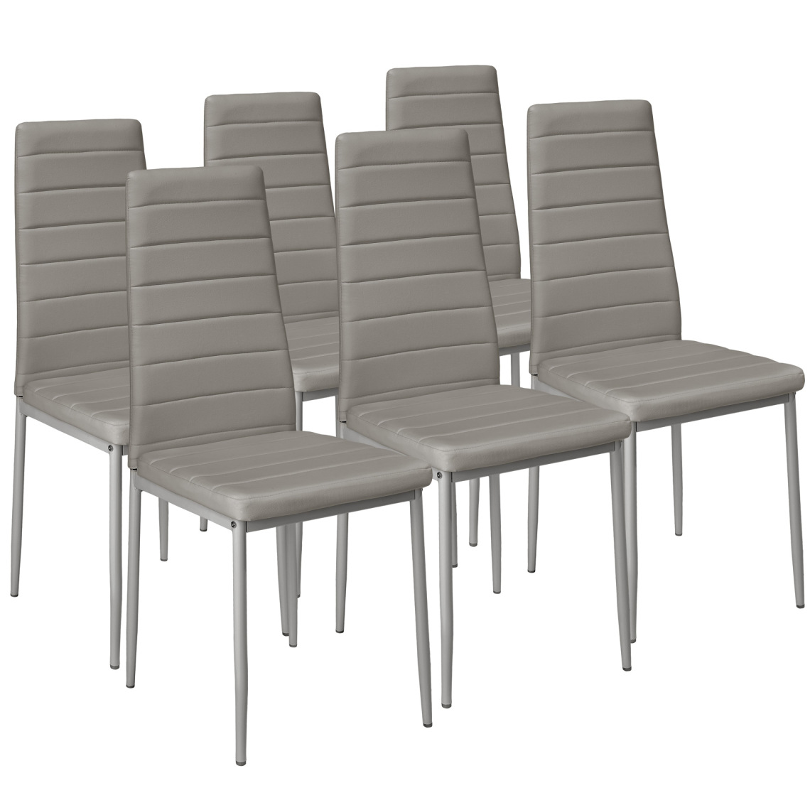 Tectake - Lot de 6 chaises avec surpiqûre - gris - Chaises