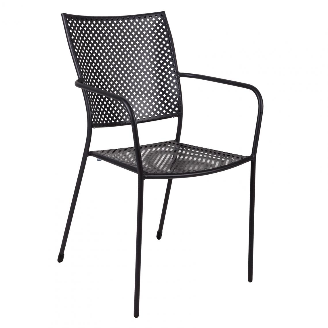 Alter - Chaise empilable en fer avec accoudoirs, couleur noire, 57 x 47 x h89 cm - Chaises