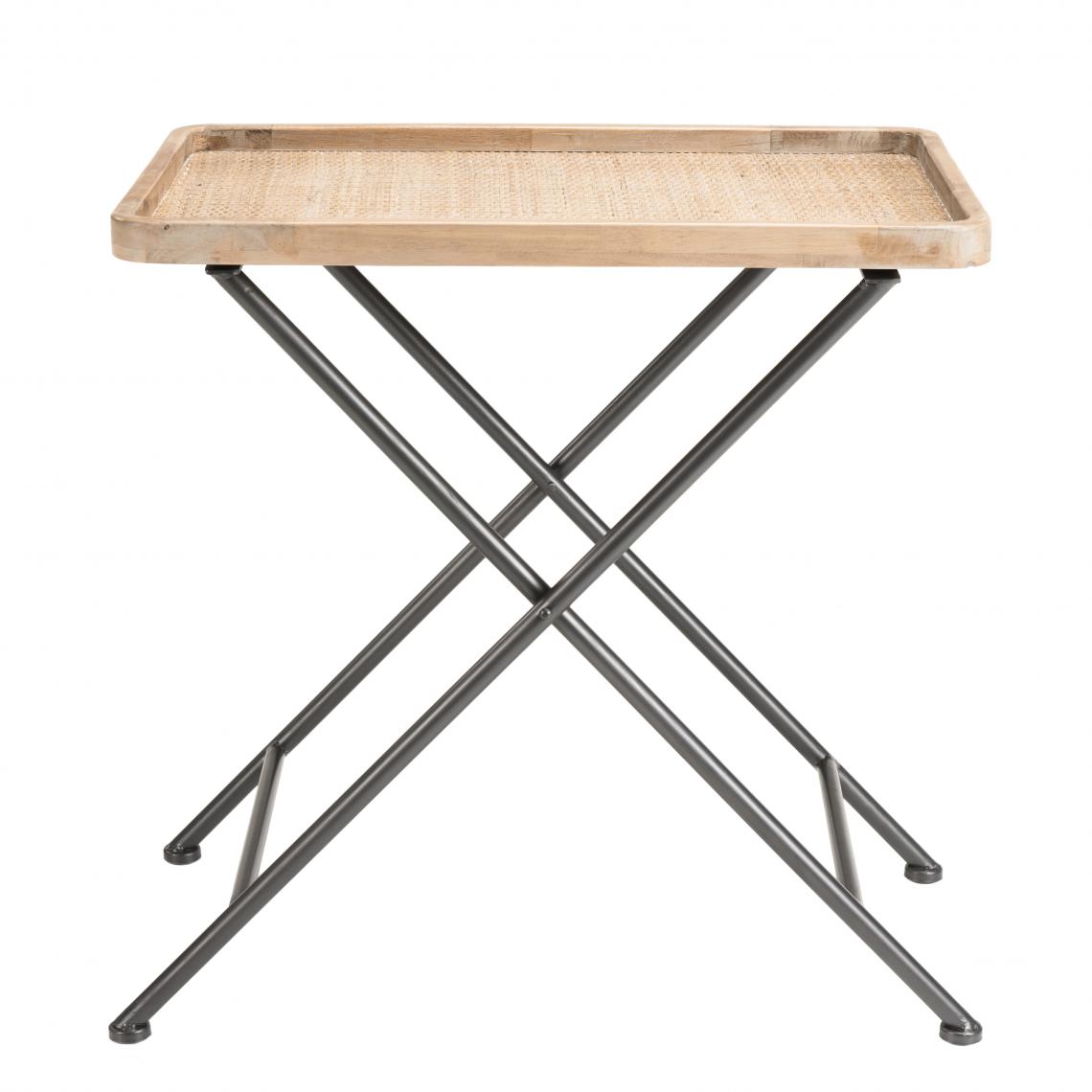 MACABANE - Table d'appoint rectangulaire cannage pieds métal - DORINA - Tables basses