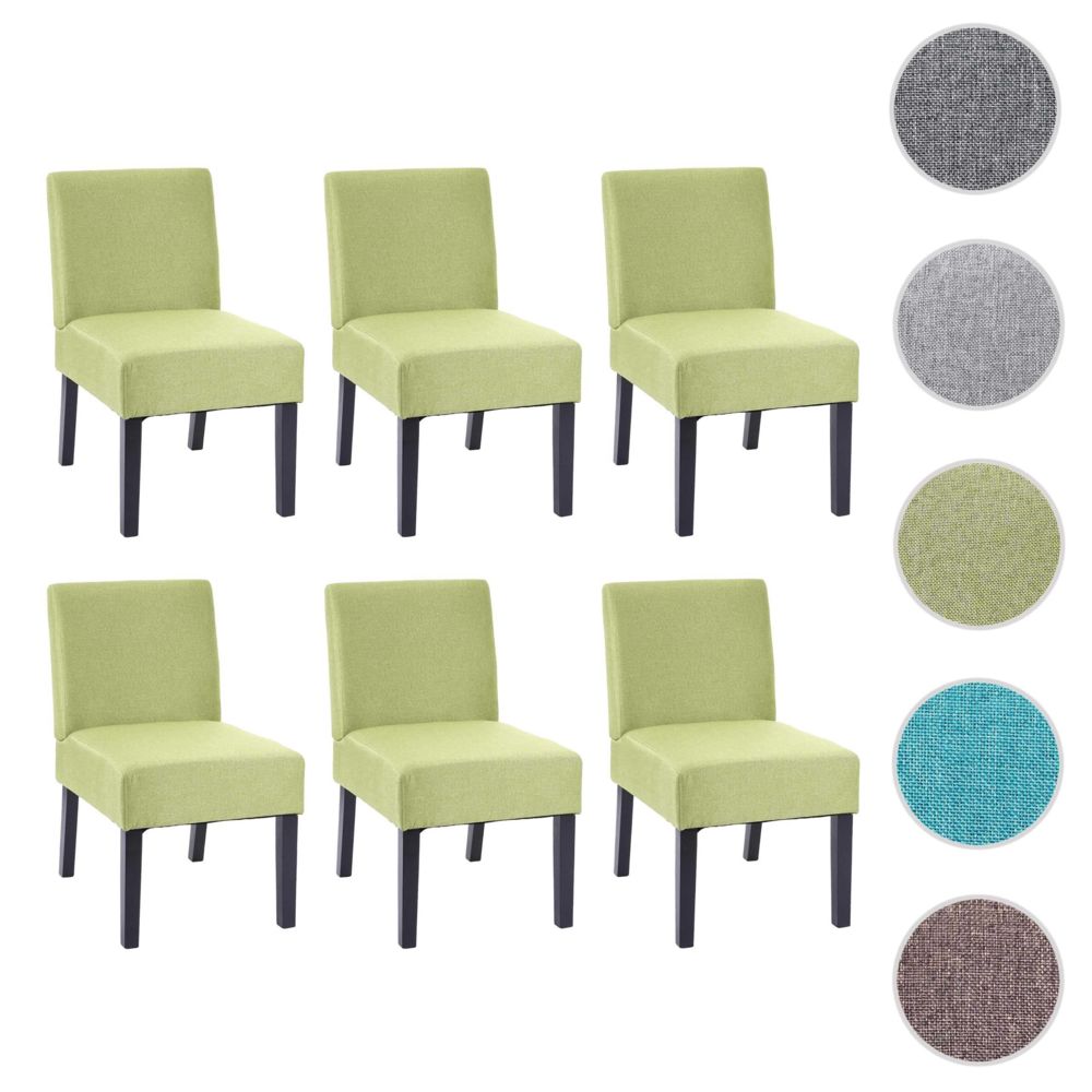 Mendler - 6x chaise de salle à manger HWC-F61, fauteuil lounge, tissu/textil ~ vert - Chaises