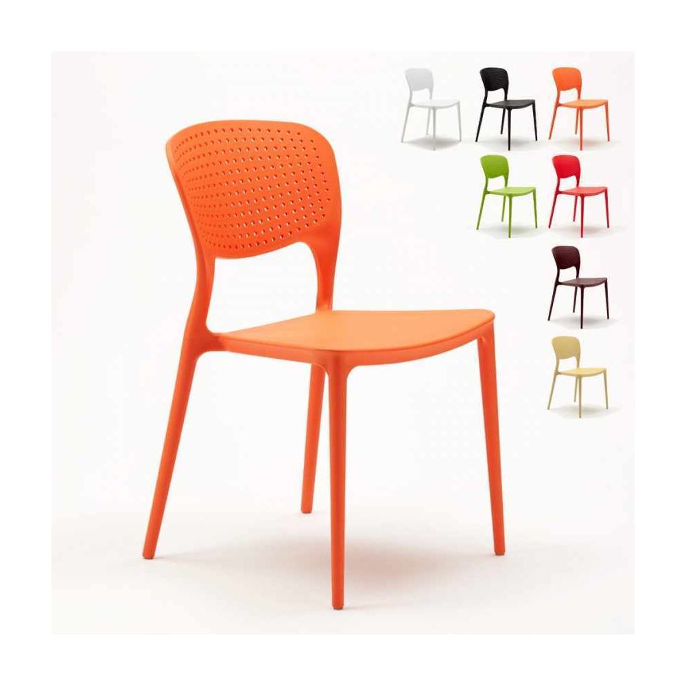 Ahd Amazing Home Design - Chaise cuisine bar café polypropylène empilable intérieur et extérieur Garden Giulietta, Couleur: Orange - Chaises