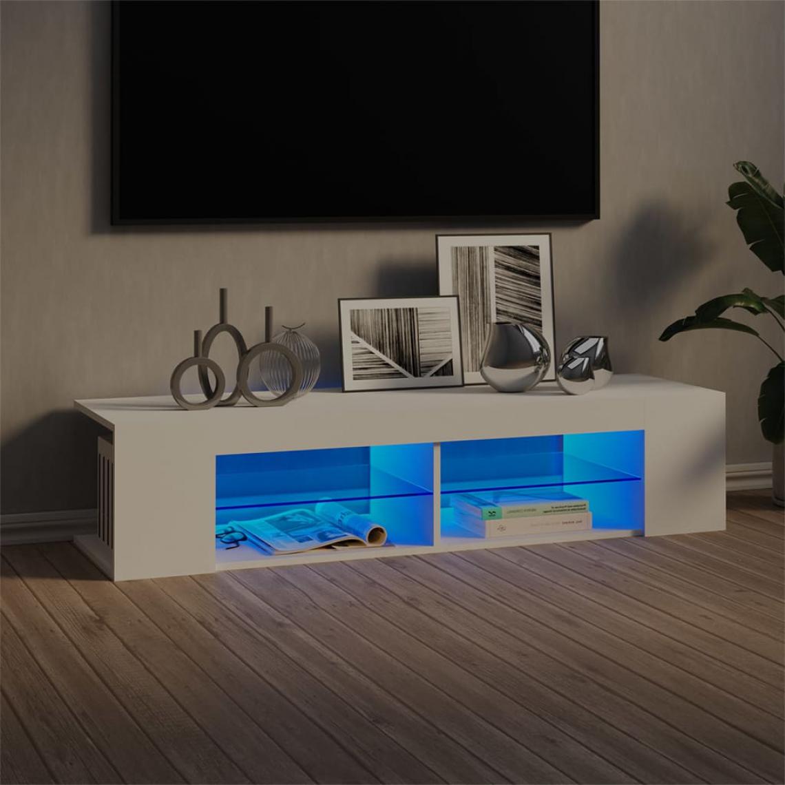 Vidaxl - vidaXL Meuble TV avec lumières LED Blanc 135x39x30 cm - Meubles TV, Hi-Fi