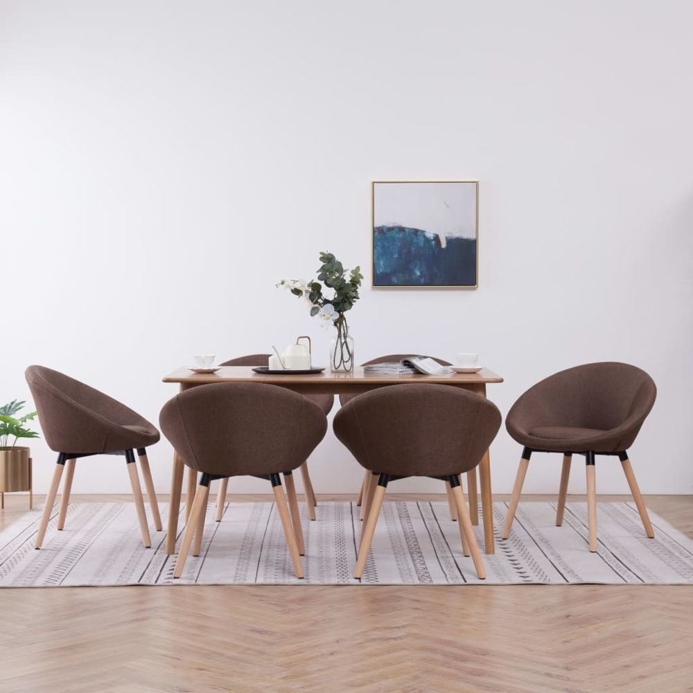 marque generique - Magnifique Fauteuils et chaises selection Vienne 6 pcs Chaises de salle à manger Marron Tissu - Chaises