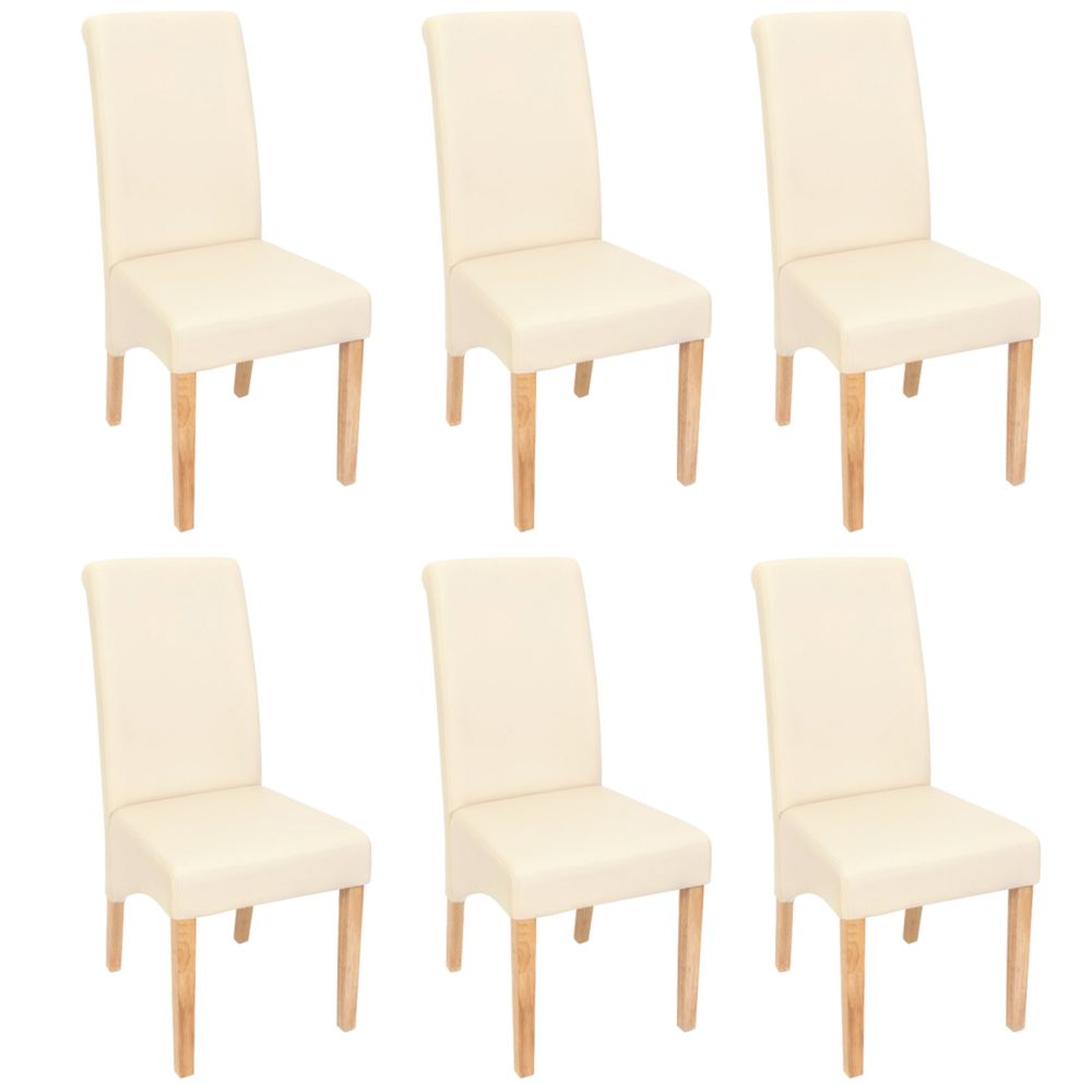 Mendler - 6x chaise salle à manger M37 ~ similicuir mat, crème, pieds clairs - Chaises