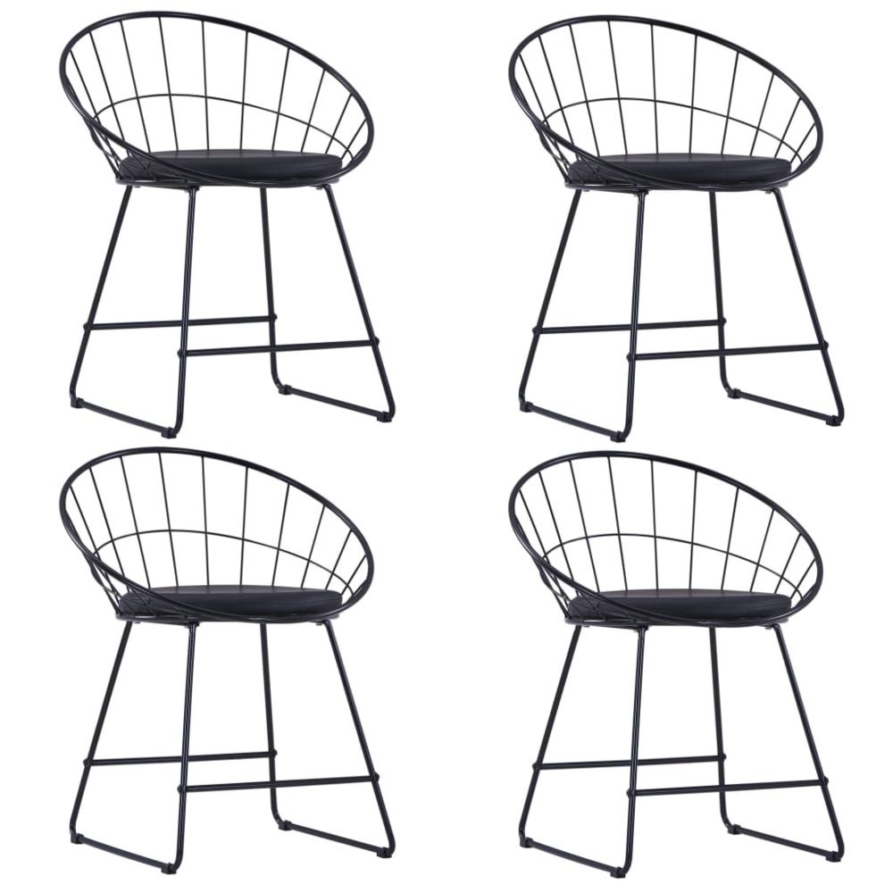 marque generique - Moderne Fauteuils et chaises collection Skopje Chaises de salle à manger Similicuir 4 pcs Noir Acier - Chaises