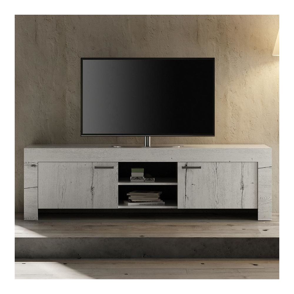 Kasalinea - Meuble tv contemporain couleur chêne blanchi ROMANE 2 - Meubles TV, Hi-Fi