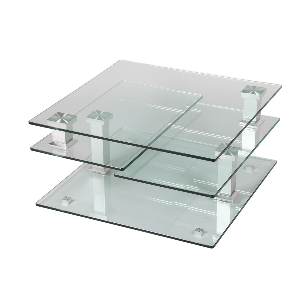 marque generique - Table basse carrée en verre GLASS - Meubles TV, Hi-Fi