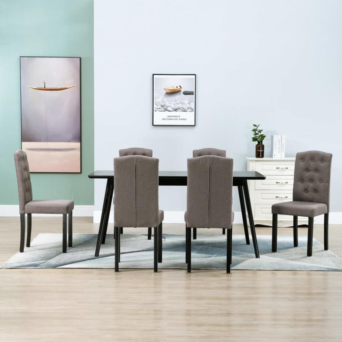 Vidaxl - vidaXL 276991 Dining Chairs 6 pcs Taupe Fabric(249011+249012) - Chaises