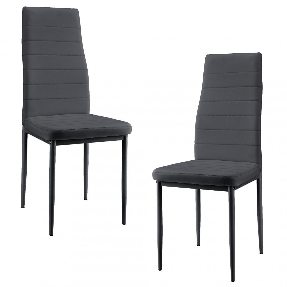 Helloshop26 - Lot de 2 chaises de salle à manger sièges empilables similicuir 96 cm gris foncé 03_0005743 - Chaises
