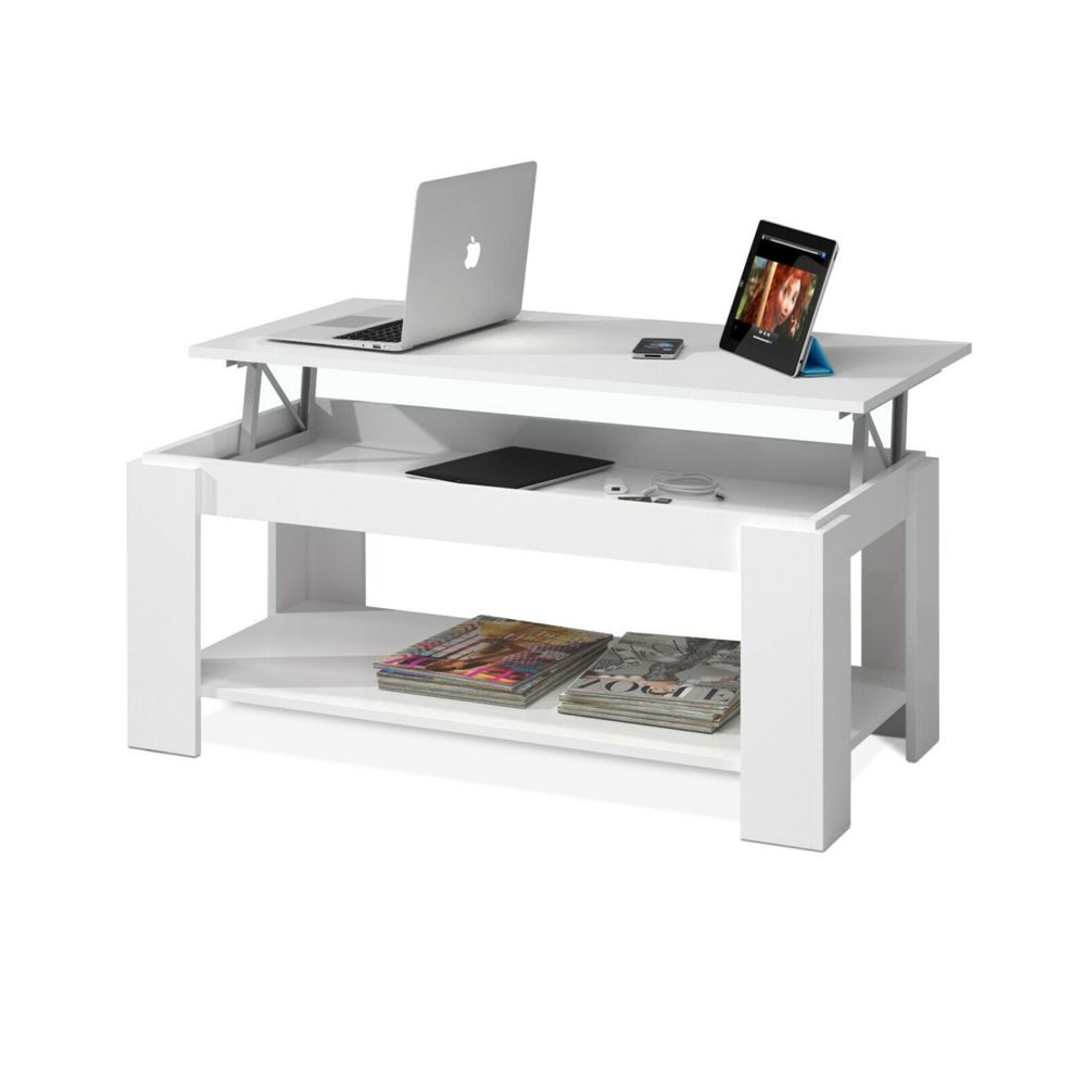 Pegane - Table Basse modulable coloris blanc artic - 43 x 102 x 50 cm -PEGANE- - Tables basses