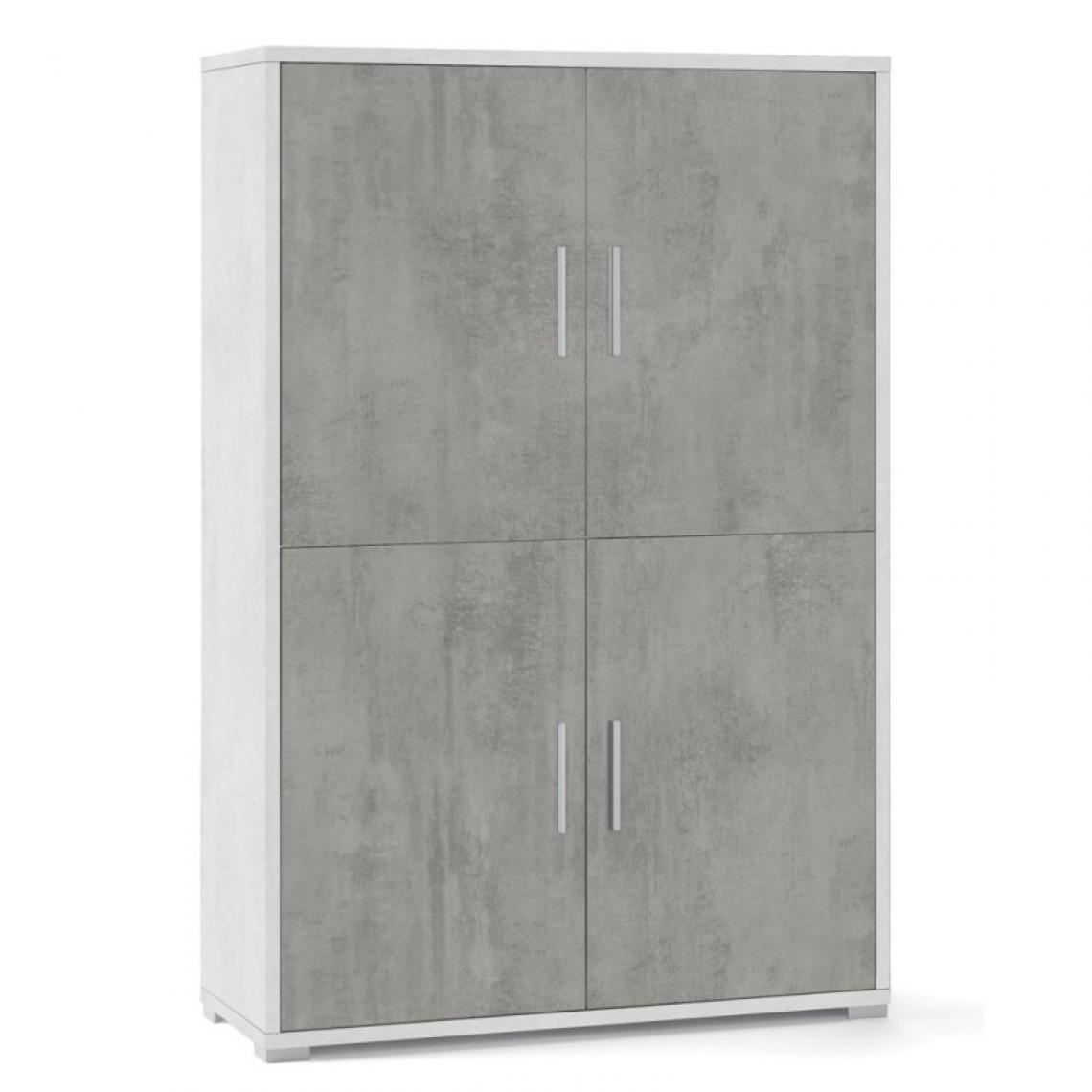 Webmarketpoint - Buffet avec quatre portes et quatre étagères en bois Ciment Blanc 108x41x h161 cm - Buffets, chiffonniers