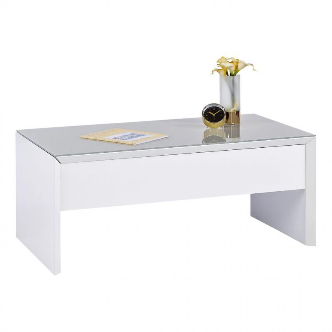 But - Table basse plateau relevable TOMMY 3 Blanc/taupe - Tables basses