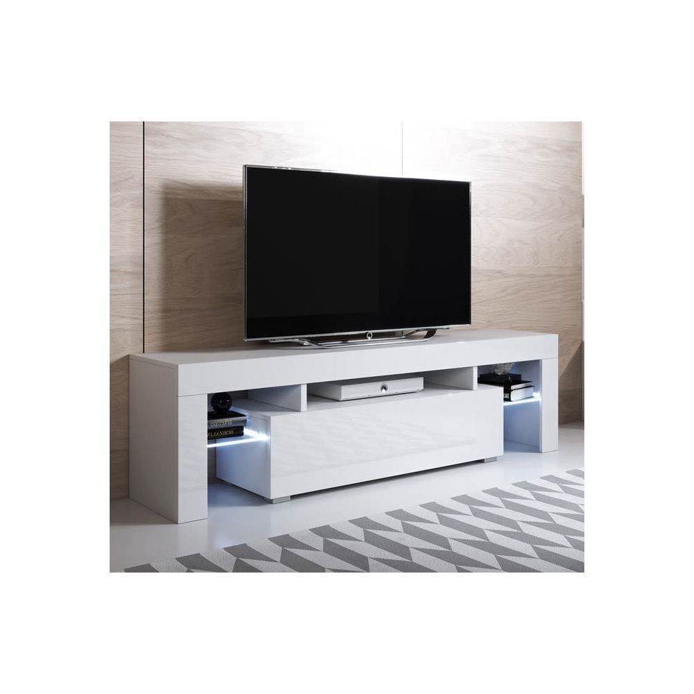 Design Ameublement - Meuble TV modèle Unai (160x45cm) couleur blanc avec LED RGB - Meubles TV, Hi-Fi