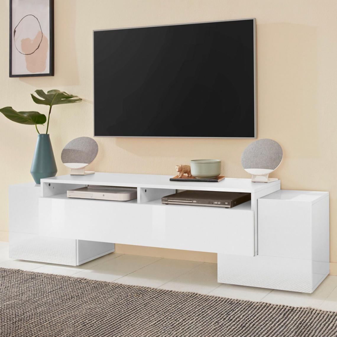 Ahd Amazing Home Design - Meuble TV 170cm Salon 3 Portes 2 Compartiments Ouverts Design Pillon L - Meubles TV, Hi-Fi