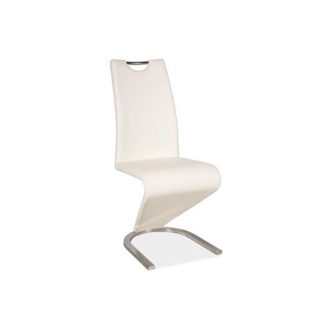 Hucoco - ENITA | Chaise minimaliste style moderne | Chaise salle à manger | Dimensions 102x43x45cm | Rembourrage en cuir écologique - Blanc - Chaises
