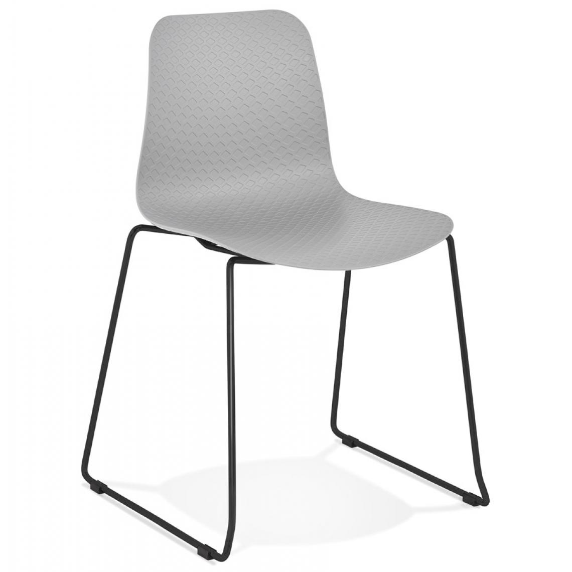 Alterego - Chaise moderne 'EXPO' grise avec pieds en métal noir - Chaises
