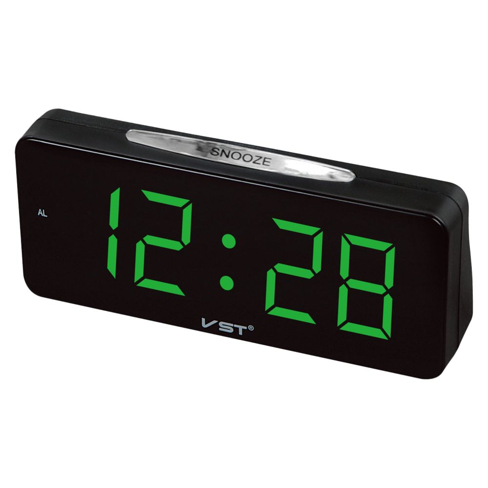 marque generique - grand led affichage électronique bureau horloge numérique réveil eu plug vert - Réveil