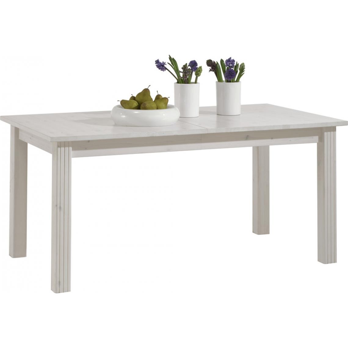 Pegane - Table à manger en pin blanc - Dim : 204 x 90 x 74,5 cm - Tables à manger