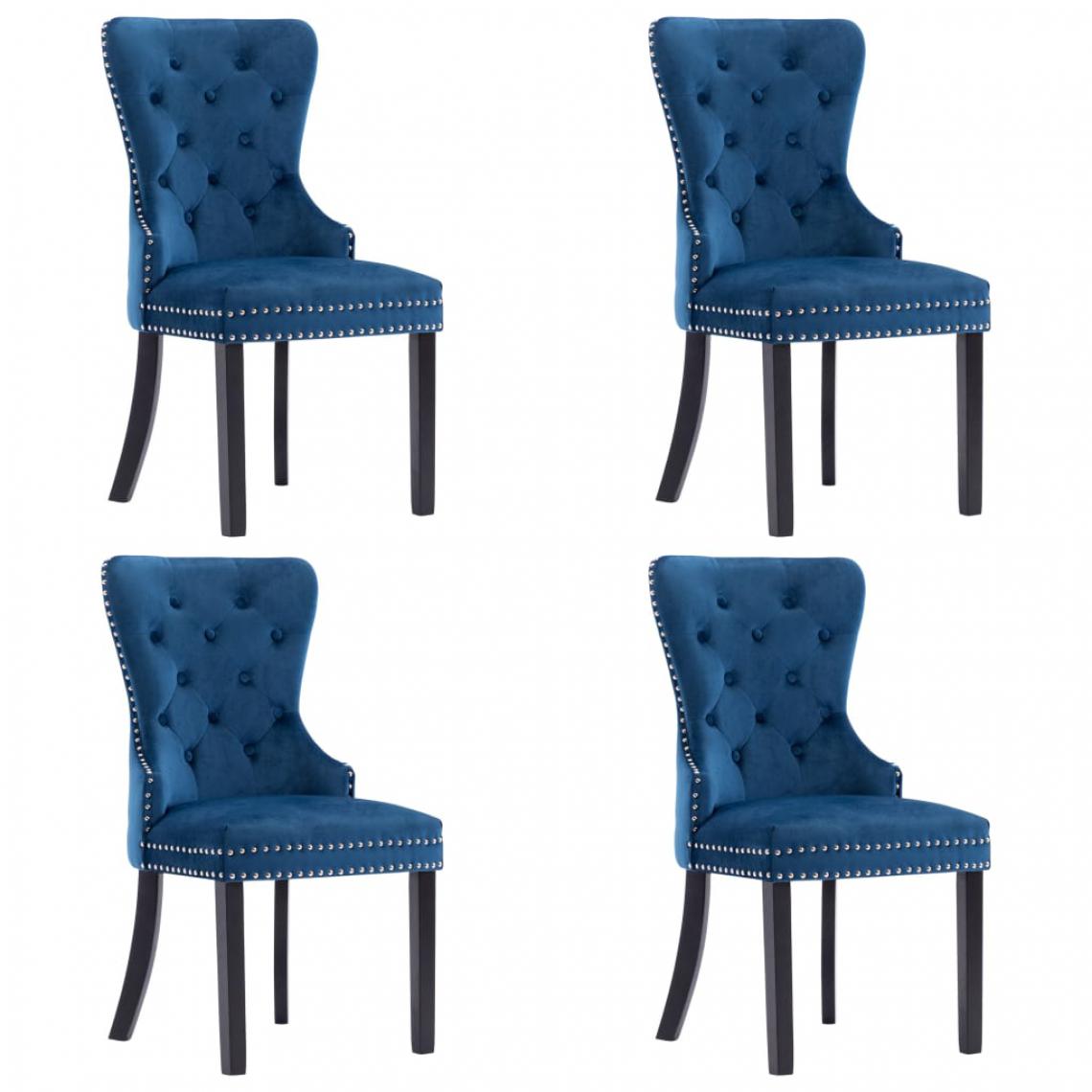 Icaverne - sublime Fauteuils et chaises collection Palikir Chaises de salle à manger 4 pcs Bleu Velours - Chaises