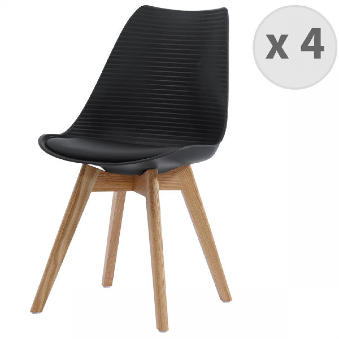 Moloo - BESSY-Chaise scandinave noir pieds chêne (x4) - Chaises