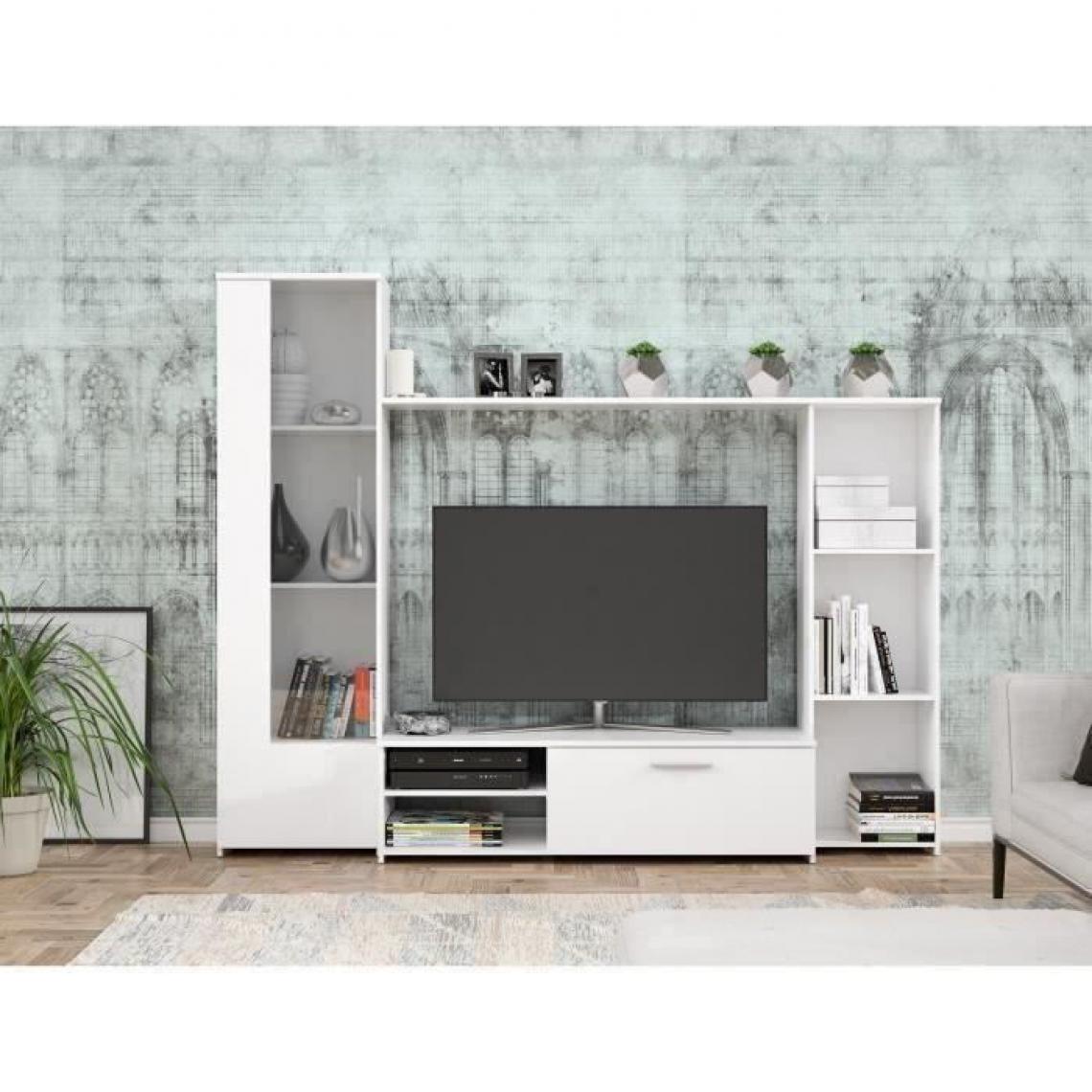 Cstore - CSTORE - meuble tv - blanc mat - l 220, 4xp41, 3xh177, 5 cm - pilvi - Meubles TV, Hi-Fi