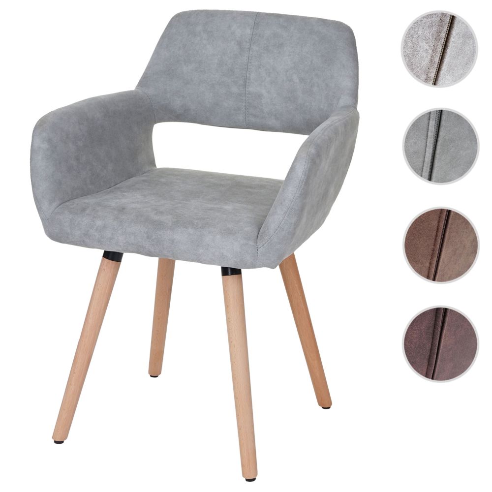 Mendler - Chaise de salle à manger HWC-A50 II, fauteuil, design rétro des années 50 ~ tissu, gris béton - Chaises