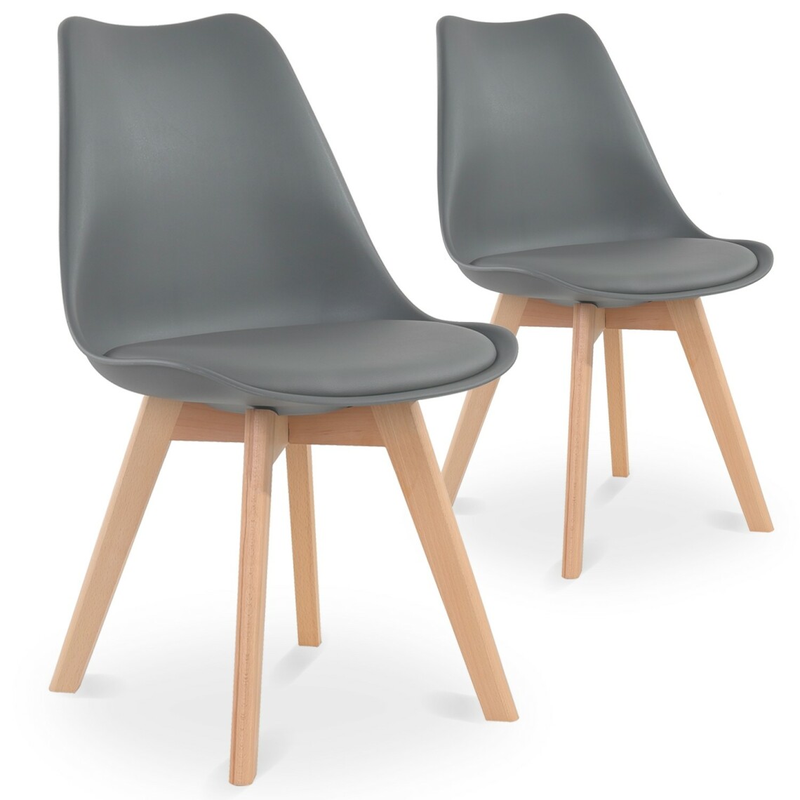 marque generique - Lot de 2 chaises style scandinave Catherina Gris - Chaises