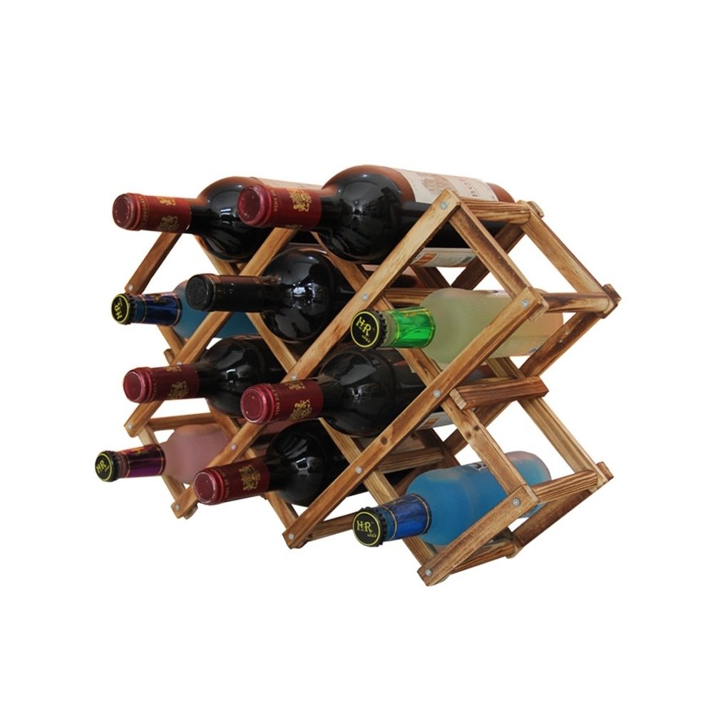 Wewoo - Rangement de Cuisine 10 bouteilles racks support à vin pliable porte-vin en bois bar étagère d'affichage (cuisson au carbone) - Buffets, chiffonniers