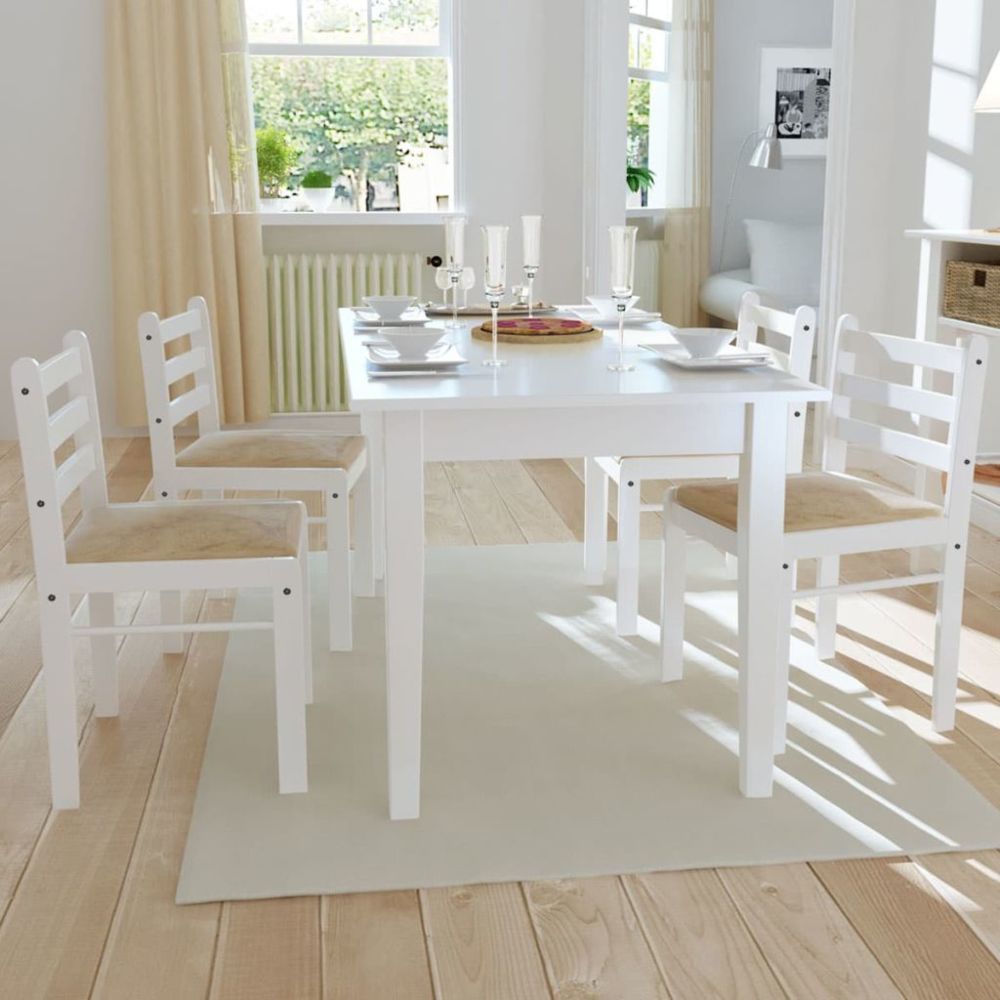 Vidaxl - Chaise de salle à manger 4 pcs Carrée Bois Blanc | Blanc - Chaises