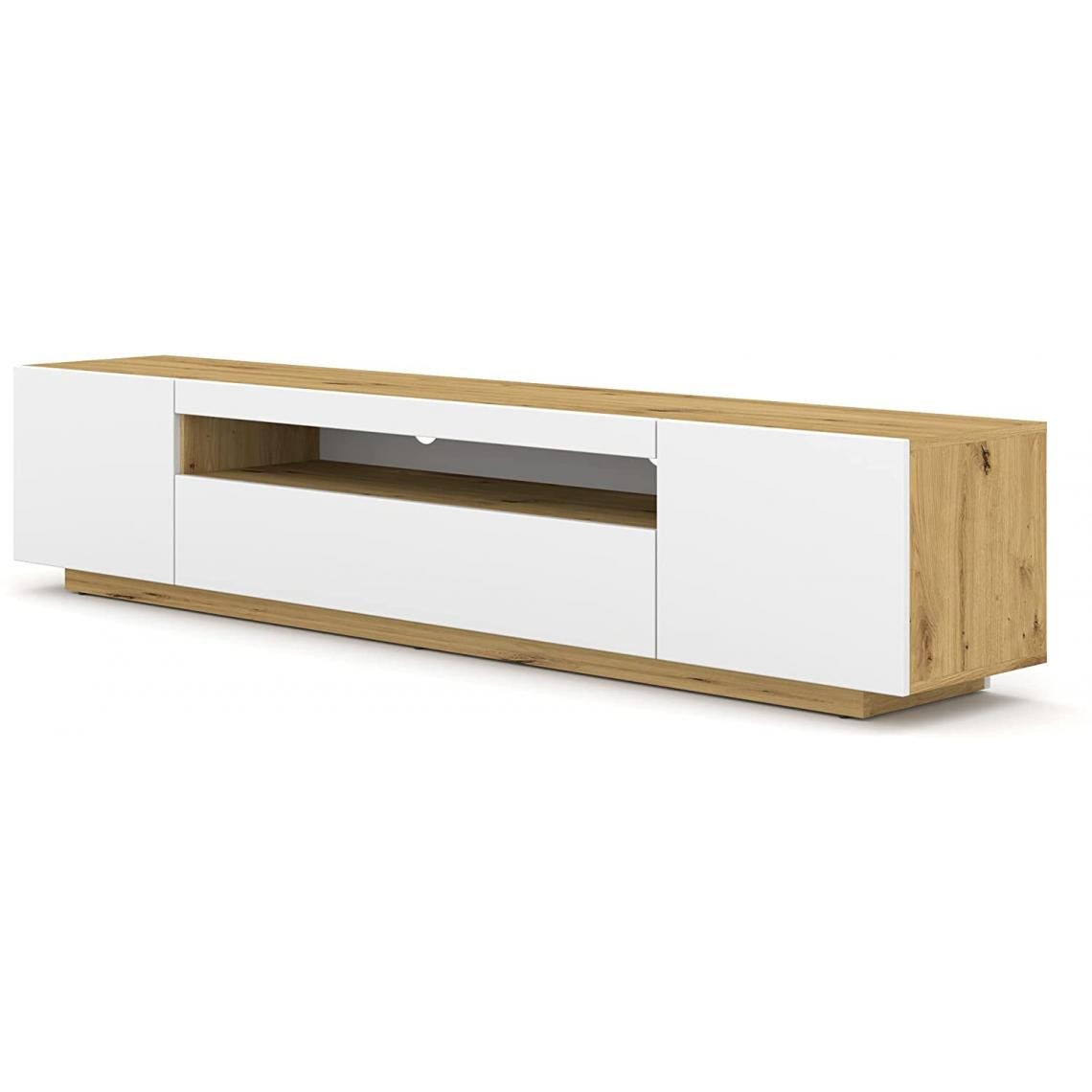 Bim Furniture - Meuble TV Aura 200 cm chêne artisan / blanc mat - Meubles TV, Hi-Fi
