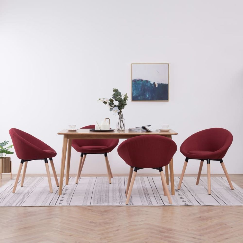 marque generique - Contemporain Fauteuils et chaises ligne Saint John’s 4 pcs Chaises de salle à manger Rouge bordeaux Tissu - Chaises